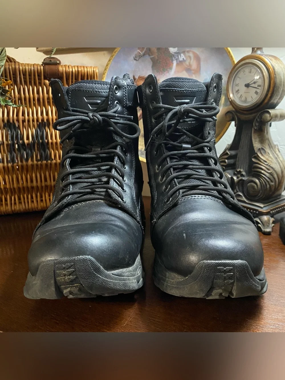 Bates Fuse Mens 10.5 Black Leather Tactical Boots E06510 Extra Wide Side Zip